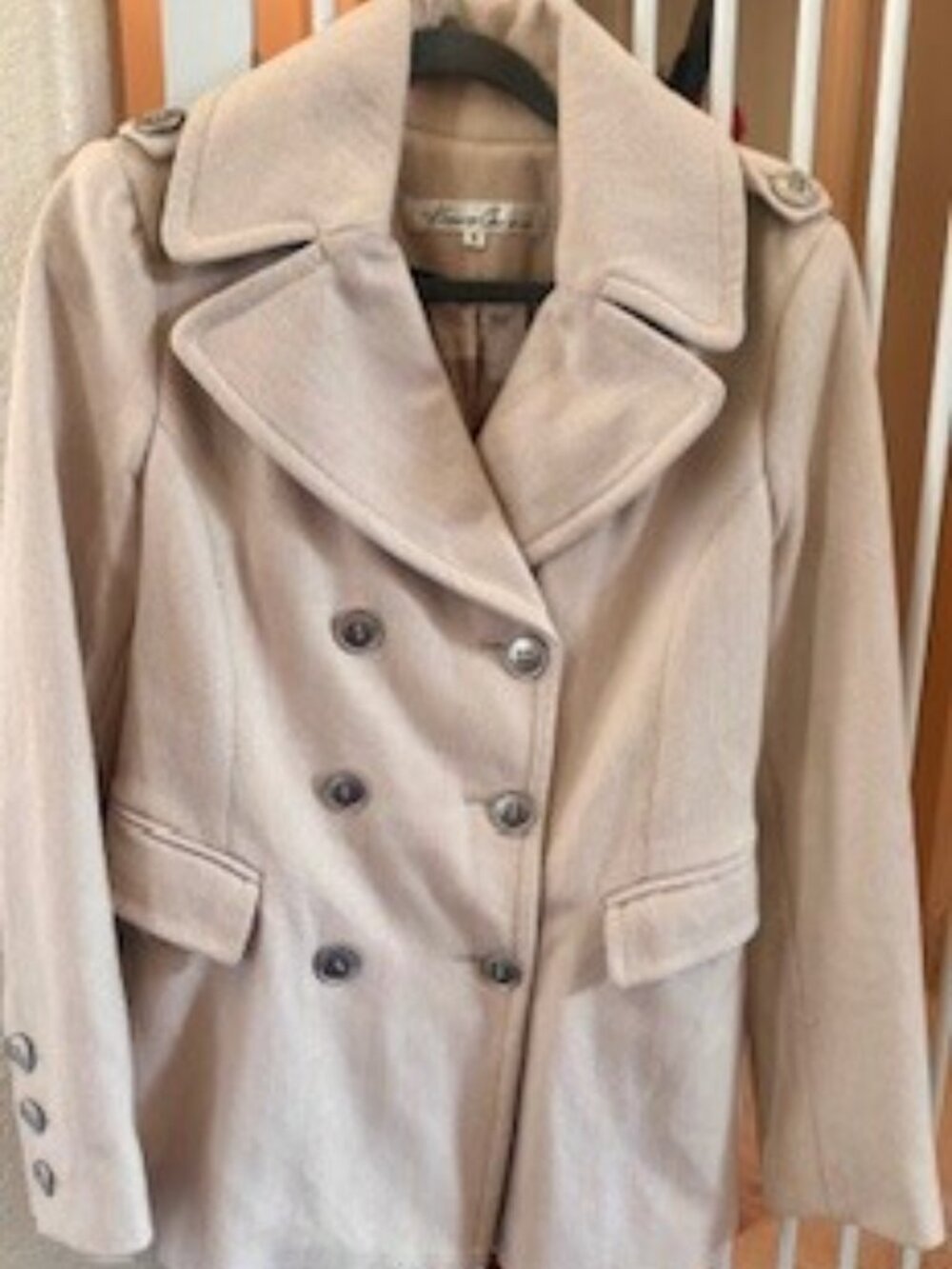 Kenneth Cole Double-Breasted Peacoat Jacket | Women's Size 6 | Light Beige